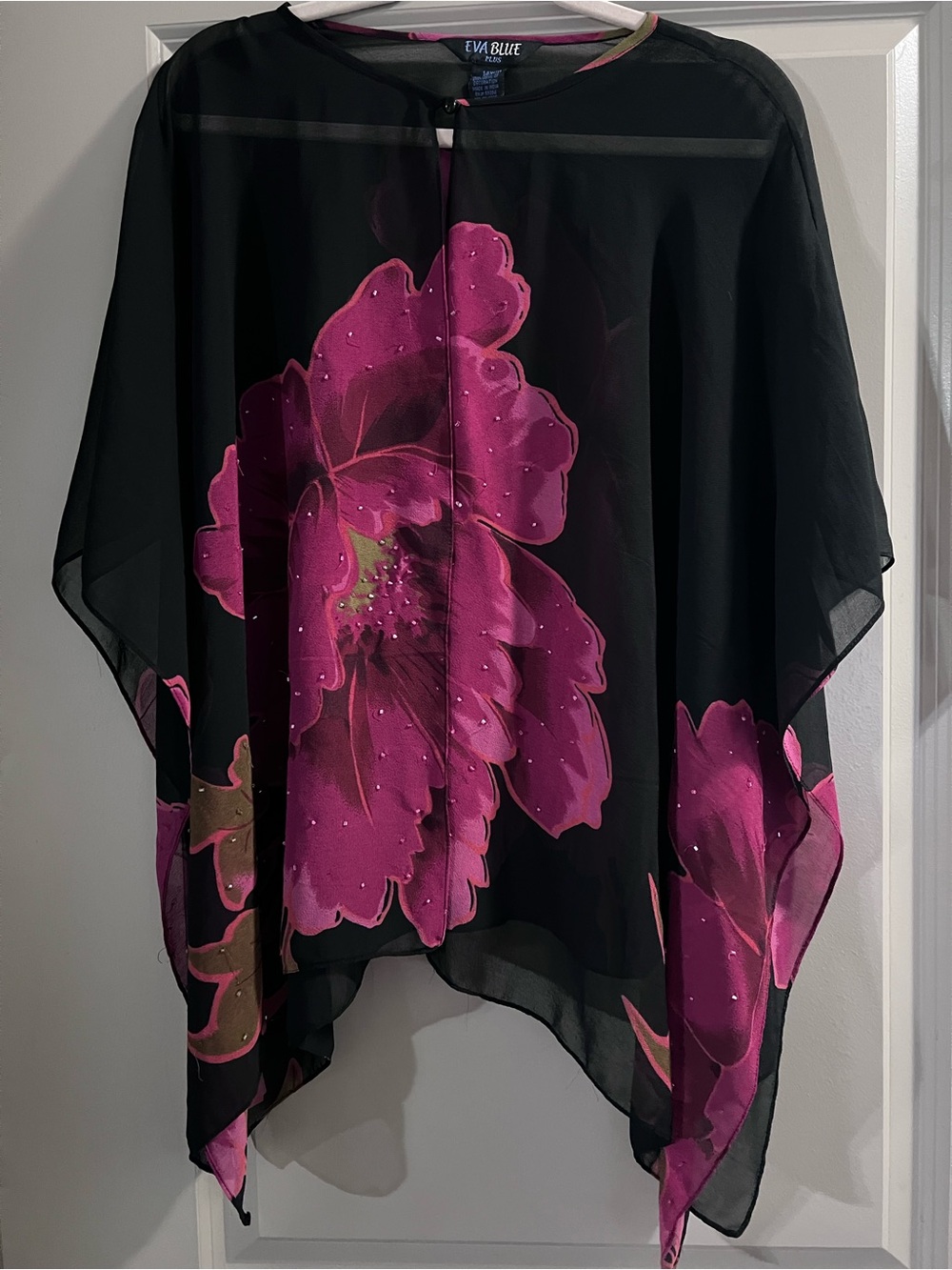 Eva Blue sheer floral kimono cover